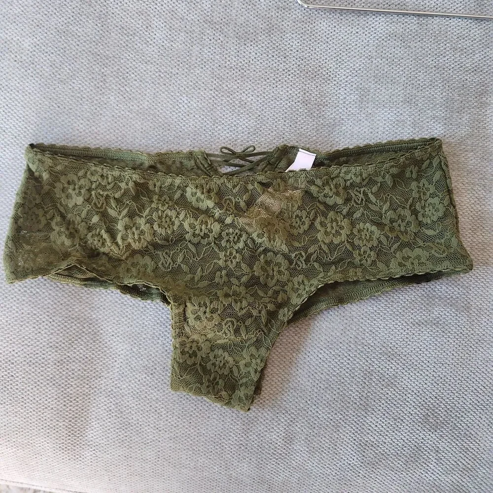 Victoria's Secret Small Green‎ Lacie Up Bow Cheeky Panty NWT